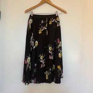 Thalia Sodi Floral Pleated A-Line Skirt - Black
